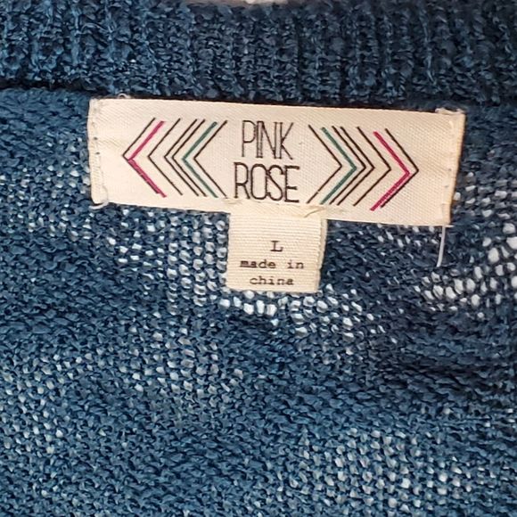 PINK ROSE Blue Sweater with Southwest Design Size L - Picture 3 of 3